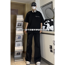 四芒星拉链设计感T恤300g重磅小领口纯棉短袖T2439-TP33-控58，男装T恤，星座1213