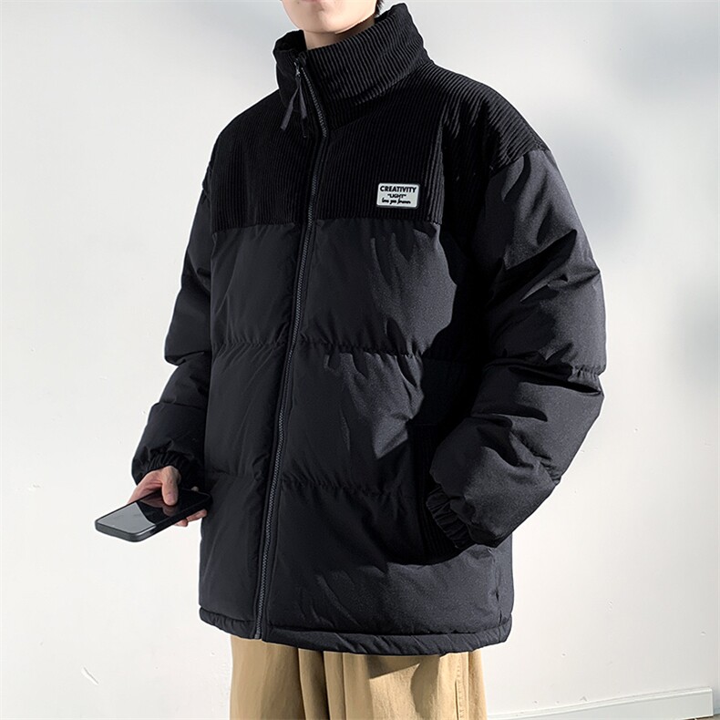 冬季青少年灯芯绒立领拼接外套休闲百搭面包服棉服5302-P78,男装棉衣,电商B306