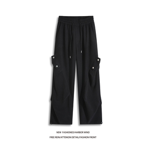 冬季新款重磅拼接褶皱设计呢料休闲工装裤B315-K25351-特P42控78图片