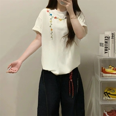 万针全刺绣工艺抖音得物高品质260克重磅纯棉双纱美式高街短袖T恤，男装T恤，电商A486