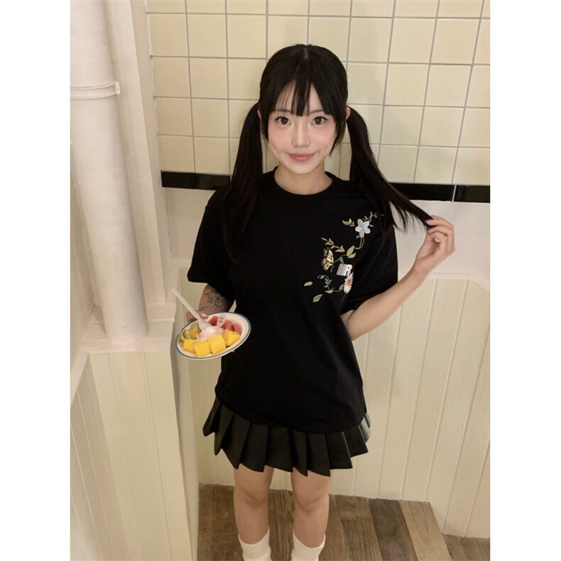 H0959-P35原版全刺绣内里铺布包边拉肩短袖T恤男女同款,女装T恤,星座617A-2