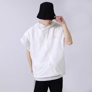 纯色工装无袖T恤男士夏季韩版潮流宽松立体口袋设计坎肩背心马甲图片