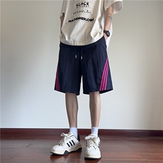 抖音品质夏季新款速干透气条纹宽松短裤B315-K24185-特p25控48，男装休闲裤，电商B315