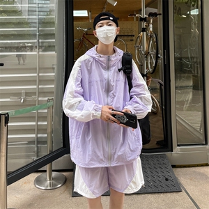 夏季时尚夹克衫防晒衣套装 运动风连帽防晒服男 XZ514-2-1613-P98图片