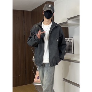 视频切片 大口袋双拉链美式复古做旧PU皮夹克X1213-DY2315-特批80图片
