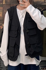 主推ins秋季薄款战术机能宽松暗黑工装背心马甲外套男女M2003，男装背心/马甲，星座1008