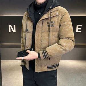 假两件连帽羽绒服男款冬季2025新款修身外套C317-Y5515-P215图片
