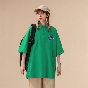 中性 夏季青春简约全棉宽松情侣短袖POLO衫T恤 PL54 P45控58图片