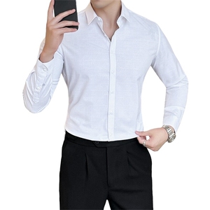 商务款长袖衬衫男韩版潮流纯色衬衣男士修身上班职业装偏小一码图片