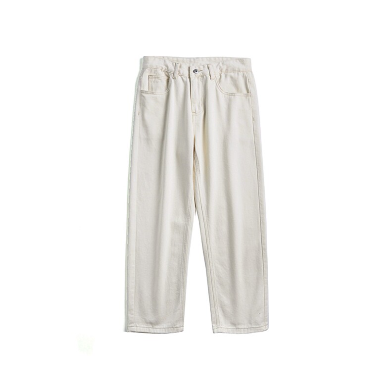 大量现货/主推港风宽松米白牛仔裤灰色A338-1/HK23/P50,男装牛仔裤,电商D325