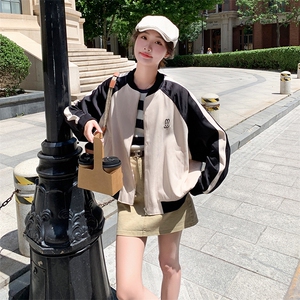 高级感刺绣拼接棒球服外套女2023秋新款小个子超级好看学院风夹克图片