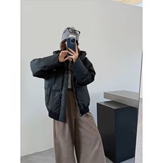现货5W件冬季三防重磅boxy短款羽绒连帽PU皮棉衣外套防风加厚棉服，男装棉衣，电商A486