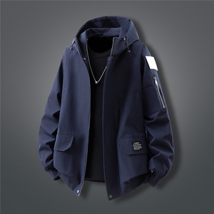 可二开发光贴片连帽工装冲锋衣大码M-5XL夹克男JK78076P85控128图片