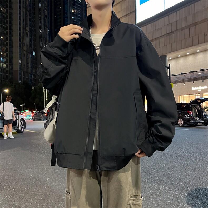 抖音直播飞行立领休闲纯色复古百搭外套美式教练夹克26188-39,男装夹克,星座1402-1