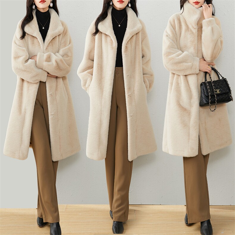 芷墨时尚简约冬季新款显瘦长款皮毛大衣洋气百搭加厚毛绒外套女，女装皮草，芷墨服饰