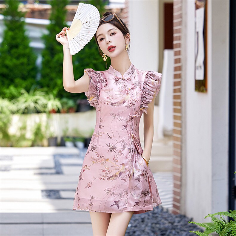 高端新中式国风套装女装2025夏新款气质小个子改良旗袍短裤两件套,女装套装/套裙,布芭啦