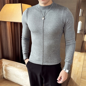 2024新款 纯色毛衣打底衫男 秋冬内搭半高领修身针织衫M35-p58图片