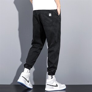 YK968-P45 新品牛仔裤男士秋季潮男宽松束脚四季哈伦休闲九分裤男图片
