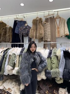 冬季新款狐狸坎毛皮草外套,女装皮草,邱小姐