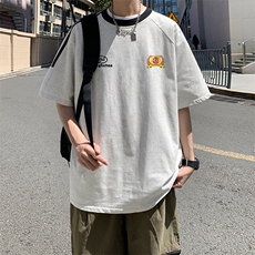 夏季美式高街重磅纯棉三条杠织带撞色男女短袖T恤ZD613-特P30，男装T恤，电商A486-1
