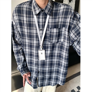 现货~ 格子大码长袖衬衫 C5887/特P20 藏青色图片