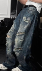网图！龙叨叨同款牛仔裤抖音得物可送样-EX50797-特批65，男装牛仔裤，电商A061