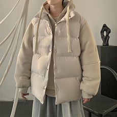 新款假两件棉服男加厚羽绒棉衣情侣款连帽拼色连帽外套M092-P75，男装棉衣，星座1403A