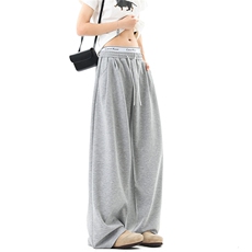 【现货】美式慵懒薄款宽松拖地运动休闲裤XZ502-K858-P55控79，男装休闲裤，星座502