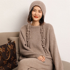 羊绒帽女新品韩版休闲黑色大头围绑带雷锋帽，帽子，五色羊羊绒