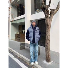美式复古蓝色格子棉服马甲男款秋冬潮牌叠穿背心外穿立领坎肩马夹，男装棉衣，星座1013-1