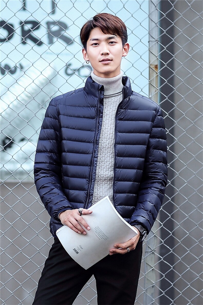 男士青年90绒轻薄立领羽绒服外套男款秋冬季休闲羽绒轻便外套,男装羽绒服,钱塘723