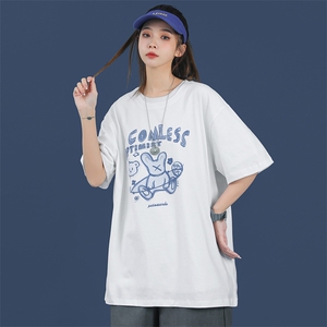 中性情侣纯棉圆领印花T恤短袖五分半袖夏季打底衫T6028-P25控38图片