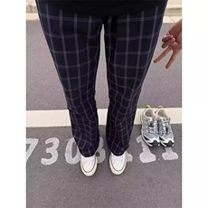 格子裤男女ins街头原宿条纹格宽松阔腿束脚休闲长裤网图KB4568p42，男装休闲裤，星座302B