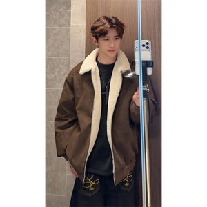 冬季美拉德巴恩风羊羔绒屋面PU皮棉服加绒保暖棉衣MP7827-特P80图片