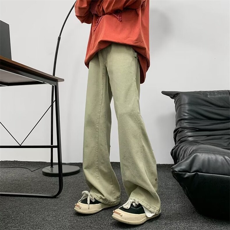 牛仔裤男韩版潮流高街帅直筒裤子个性2024冬季ins长裤RK1352-P46,男装牛仔裤,星座412-2