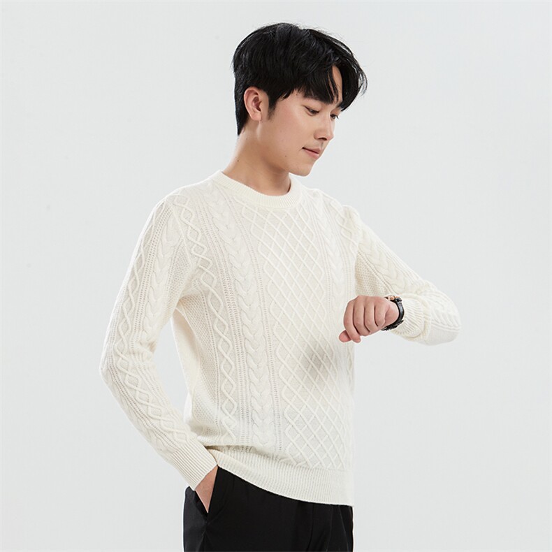 圆领纯色2024年秋季长袖羊毛时尚都市针织衫，男装羊毛衫，牧绒家园高端店