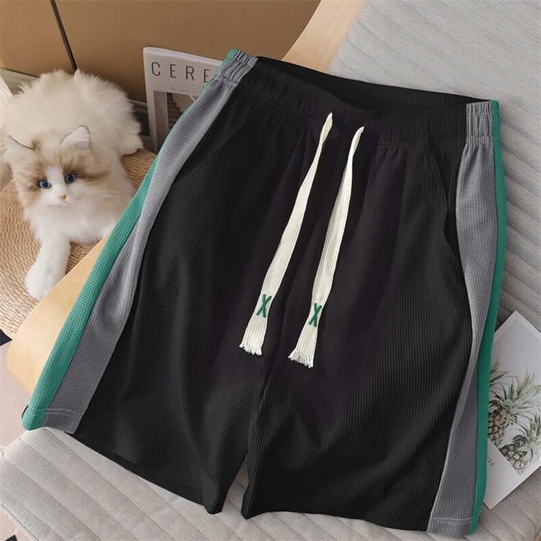 夏季新款大码港风情侣防晒五分裤休闲运动套装两件套S16P50,男装休闲套装,电商B226-2（原B217-2）