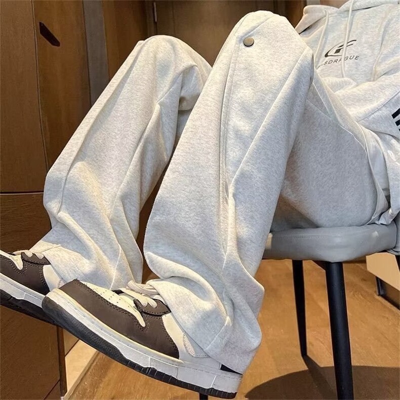 KZ125 2024按扣直筒卫裤男秋冬设计感小众阔腿图片