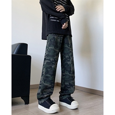 迷彩工装牛仔裤男美式潮牌直筒裤高街ins宽松阔腿长裤N70077-p42，男装牛仔裤，星座1008
