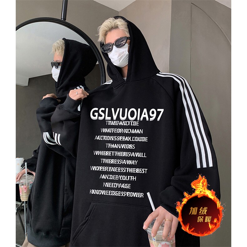 抖音得物供货提供视频秋冬重磅美式宽松织带连帽卫衣0408,男装卫衣,电商A486