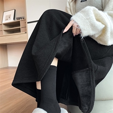 法式通勤松紧腰裙子醋酸羊毛毛呢大摆气质伞裙女秋冬新身裙，女装半身裙，云美莎专业女裤-全店现货