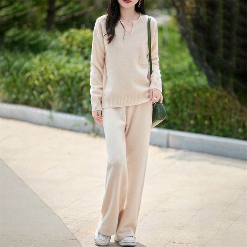 2025百搭时尚简约小v领羊毛纯色套装，女装羊毛衫，哲奥羊绒