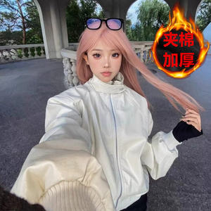 秋冬季解构立领设计皮夹夹棉加厚保暖克男复古设计高级感外套短款图片