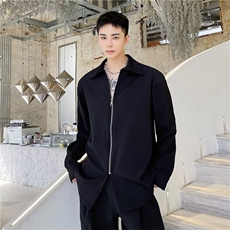 C17-P43高级感休闲衬衫男秋季宽松长袖衬衣韩系潮流设计感，男装衬衫，电商B323A