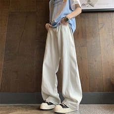 现货100棉星巴克景白色全棉宽松直筒牛仔裤子男女休闲款565/P49，男装牛仔裤，星座902A