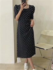 夏季新款波点修身款连衣裙，女装连衣裙，唇蔻