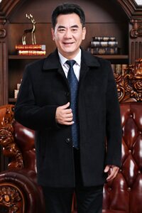 8019/ 老年人呢大衣爷爷中长款大衣父亲冬季外套图片