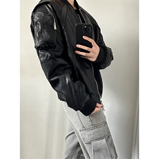 蛇纹皮衣夹克机车飞行员外套男女棒球服JK229特P95，男装皮衣，星座908-1