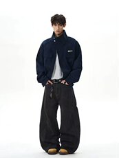 原版质量重磅古着短款夹克外套男小铁牌痞帅高级感美式工装上衣潮，男装夹克，星座613