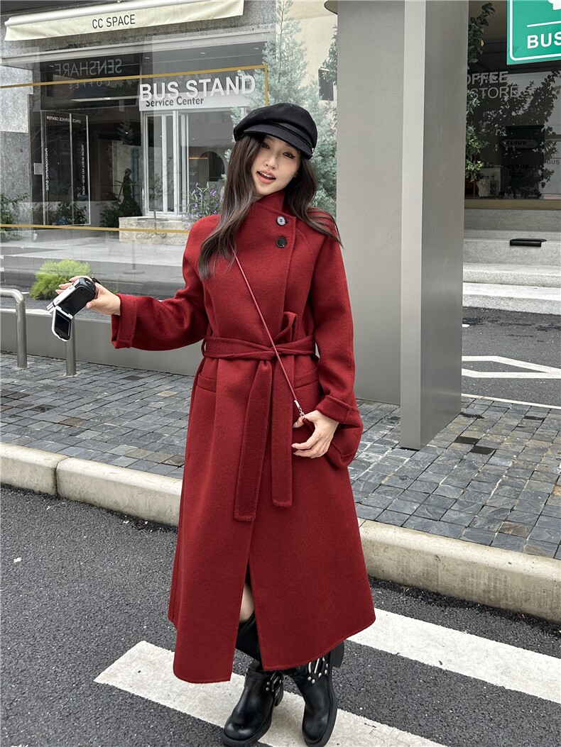 2025新款双面羊绒长款女宽松阔版立领羊毛大衣韩系显瘦呢子外套冬图片